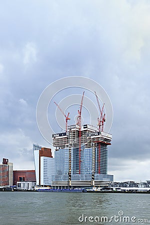 Construction site in Rotterdam, Holland. Editorial Stock Photo